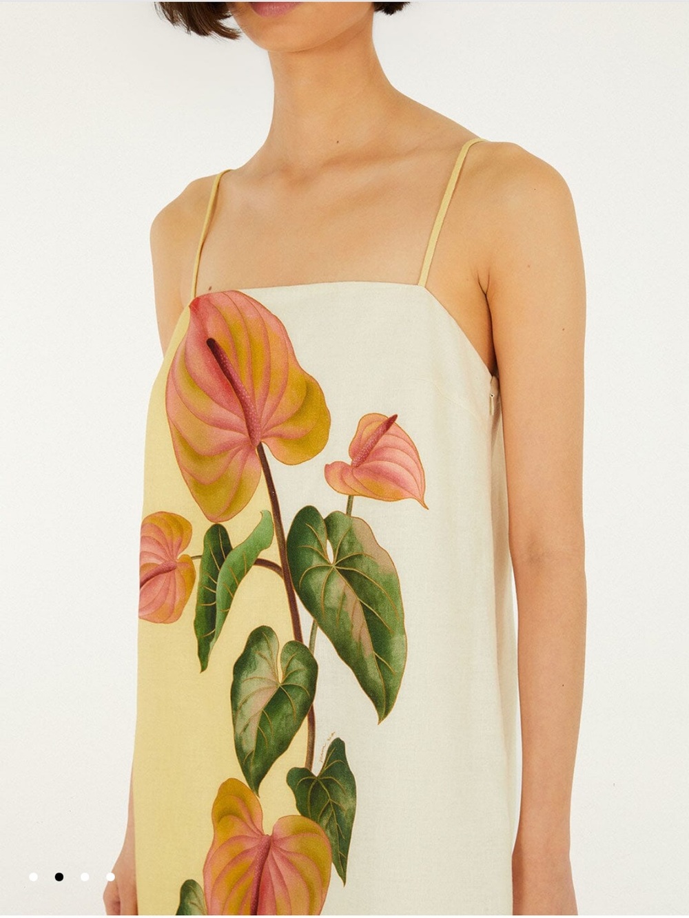 Golden Yellow Anthurium Square Neck Mini Dress from FARM Rio - Picture 3 of 4